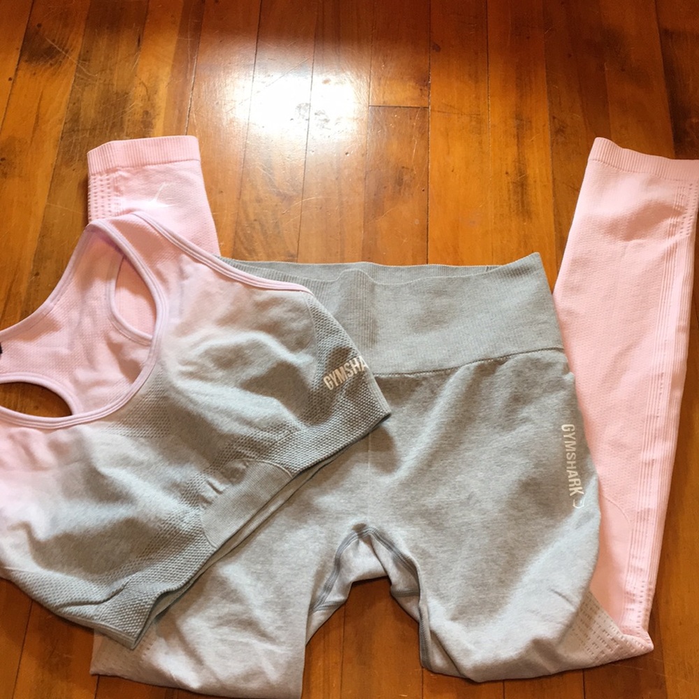 Gymshark Ombré Chalk Pink Leggings and Bra Set